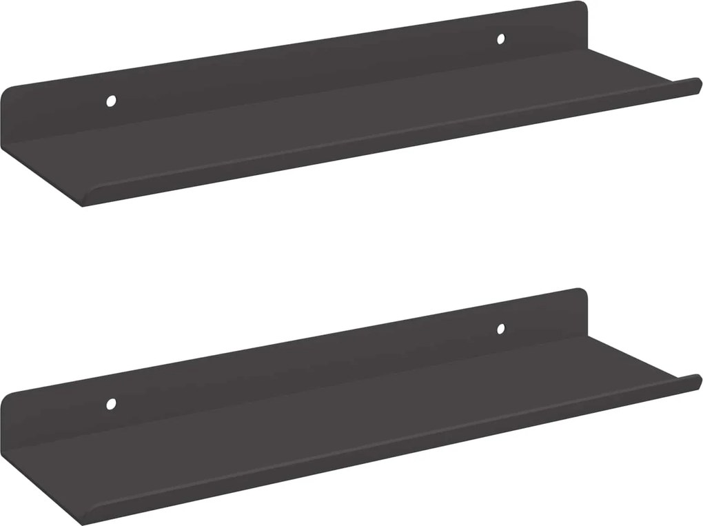 vidaXL Lebegő polc Falra szerelhető 2 pcs Fekete 30 x 9 x 2,5 cm Acél