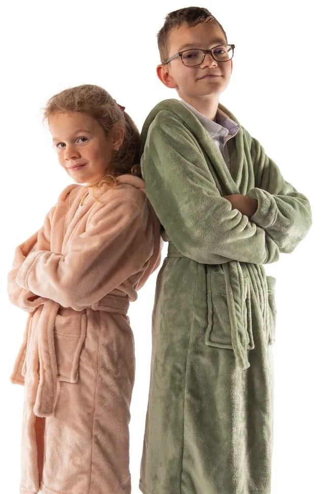 Zöld mikroplüss gyerek fürdőköpeny, 134-140 Delux – Tiseco Home Studio