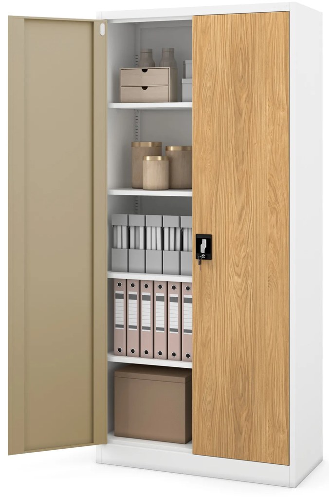 Iratszekrény fehér/arany tölgy: Eco Design JAN H