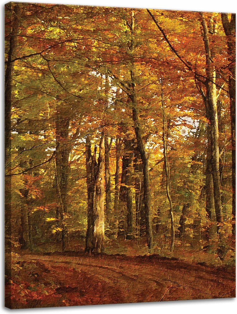 Vászonkép Pasztell stílus Fák Erdő Ősz 30x40 cm