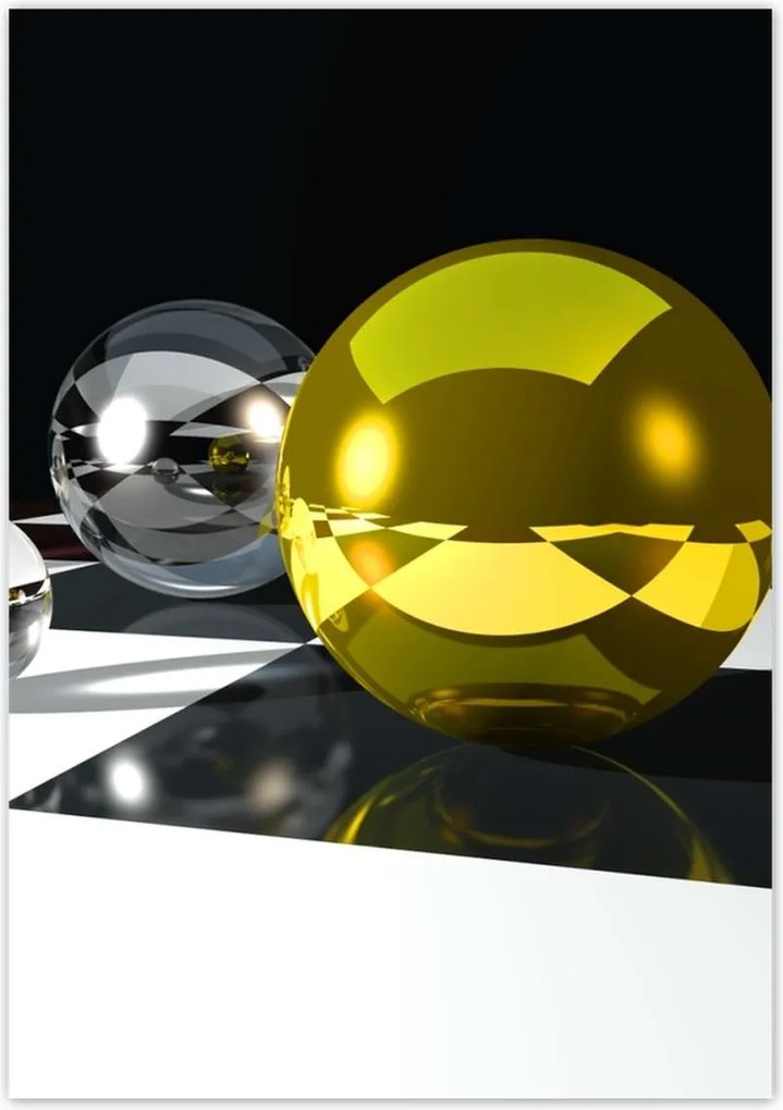 Poszterek 70x100 Sárga gömb a sakktáblán