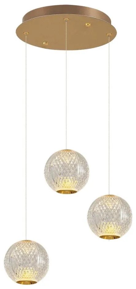 Kábelen függő LED csillár CREMONA 3xLED/5W/230V 3000K aranyszínű