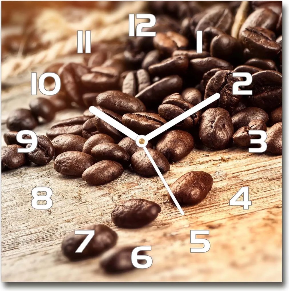 Modern lógó üveg óra Kávébab 30x30