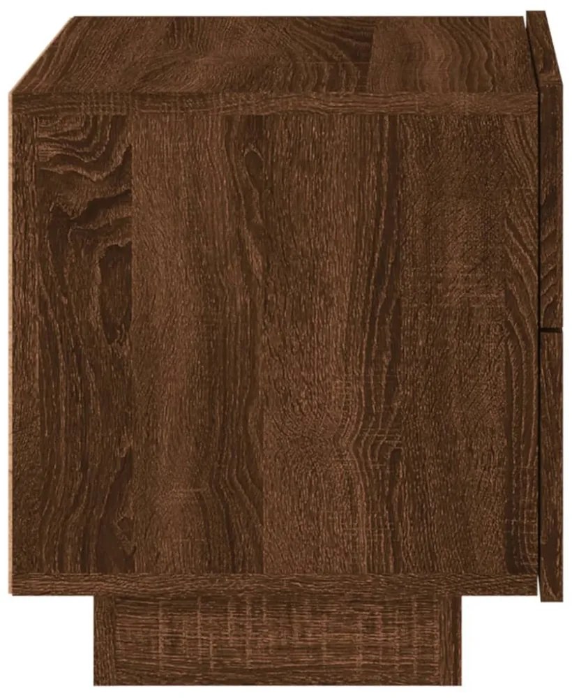 barna tölgyszínű éjjeliszekrény LED-világítással 70x36x40,5 cm