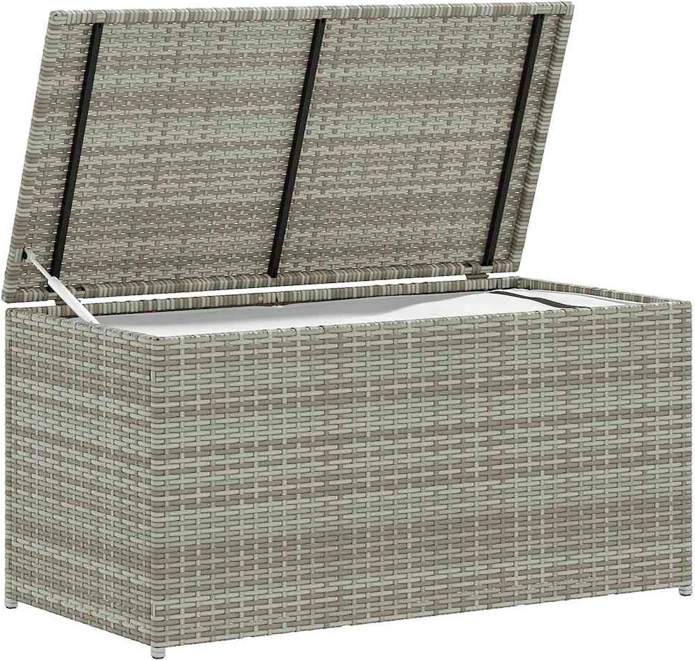 Szürke Polyrattan Kerti Tárolóláda 100 X 50 X 50 Cm