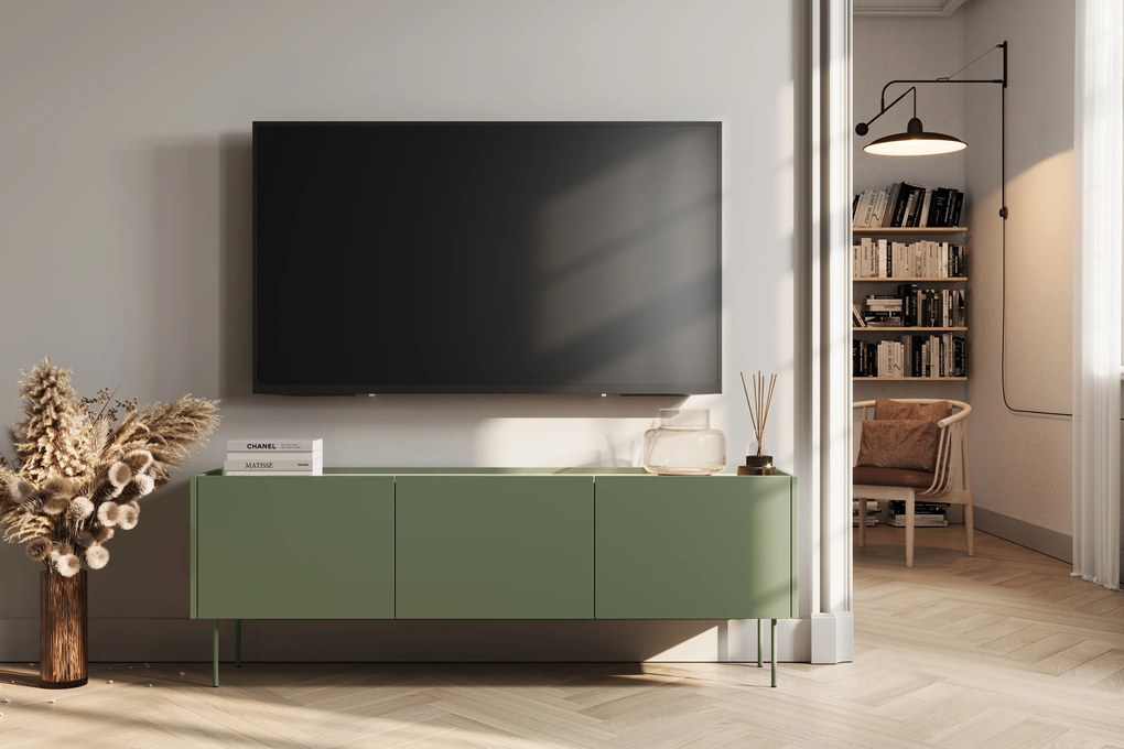 Desin 170 3D1SZ háromajtós TV-szekrény - olívazöld / nagano-tölgy
