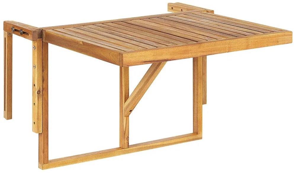 Erkélyre akasztható világosbarna akácfa asztal 60 x 40 cm UDINE Beliani