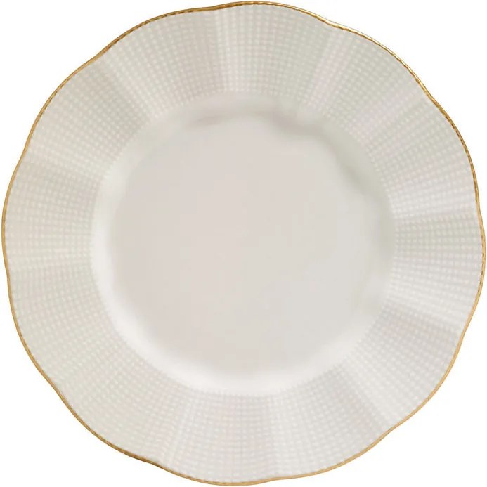 Tányérkészlet porcelán, krém-arany, 24 darabos