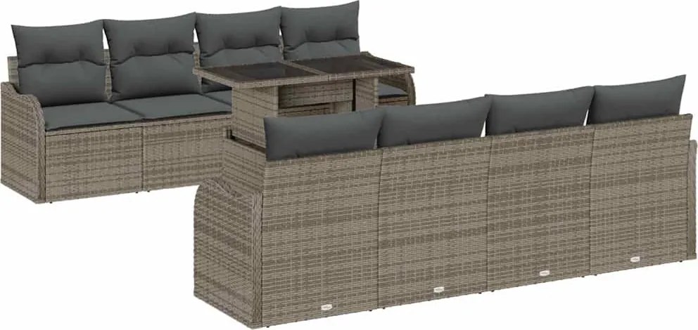 vidaXL Kerti Kanapé Szett párnával 7 pcs Szürke polirattan
