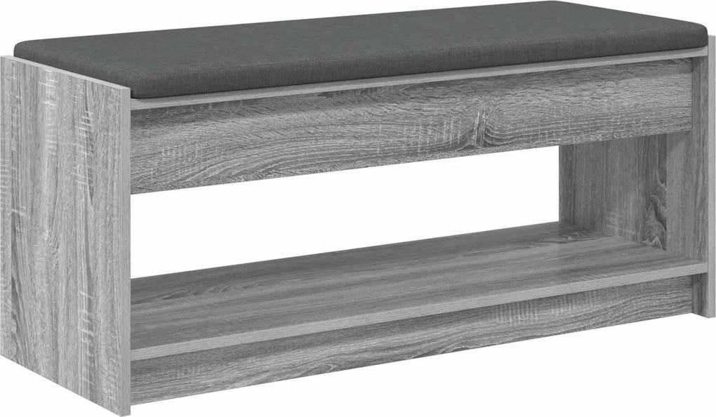 vidaXL Előtér pad Szürke Sonoma 103 x 38 x 45 cm Műanyag Fa és Szövet