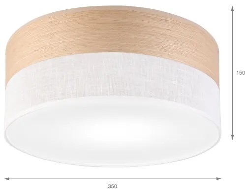 Mennyezeti lámpa SIRJA WOOD 1xE27/15W/230V átm. 35 cm fehér/tölgy