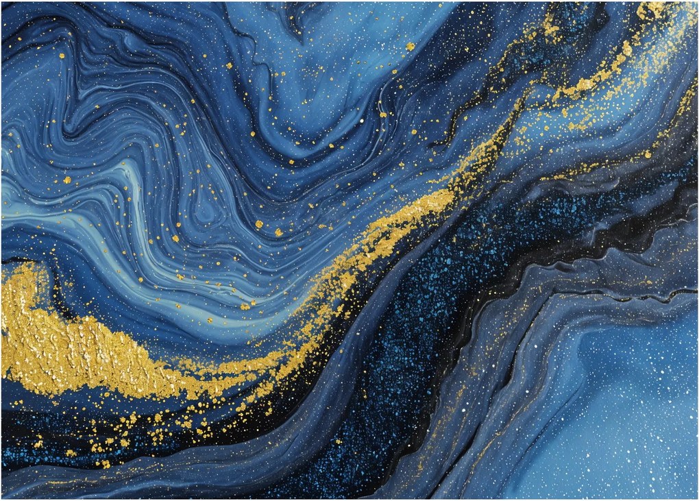 Kép - Kék-arany absztrakció (70x50 cm)