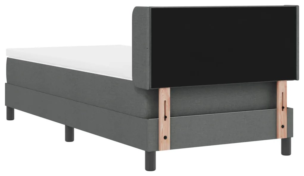 Boxspring ágy matraccal, sötétszürke, 100x200 cm szövet