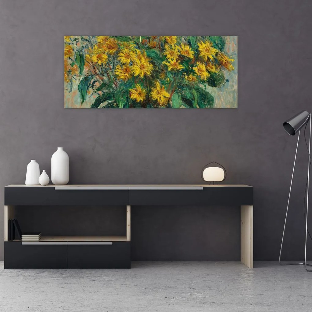 Kép - Claude Monet, Jerusalem Artichoke Flowers, reprodukciók (120x50 cm)