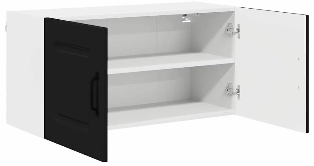 Fali konyhaszekrény polcokkal Fekete 80 x 31 x 40 cm Faanyag