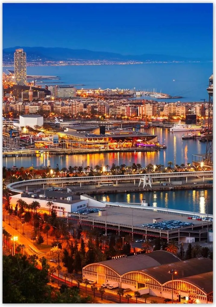 Poszterek 70x100 Barcelona Éjszakai tájkép