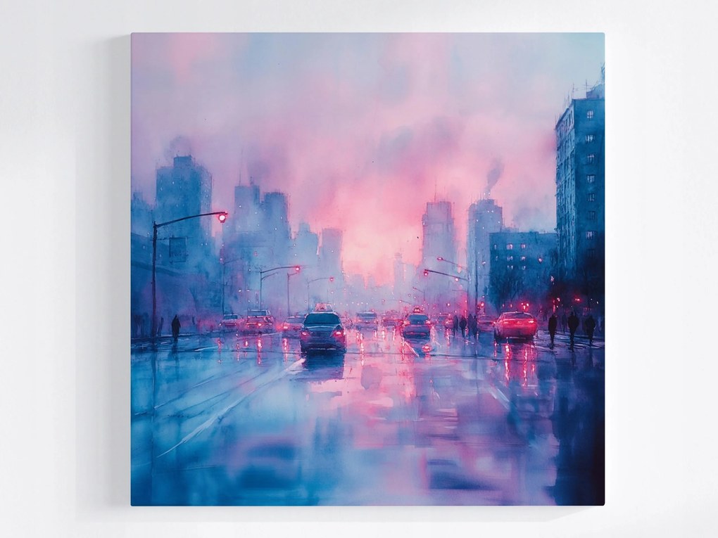 Vászonkép Canvas Kilátás Város Utca Felhőkarcolók Autók Hajnal 40x40