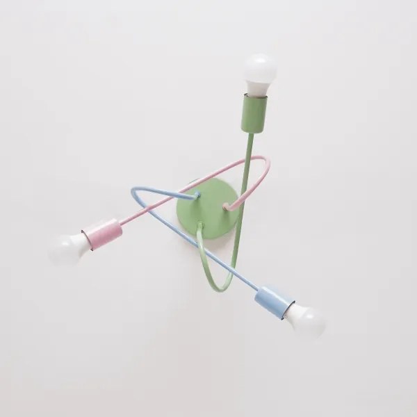 Felületre szerelt OXFORD csillár 3xE27/15W/230V zöld/rózsaszín/kék