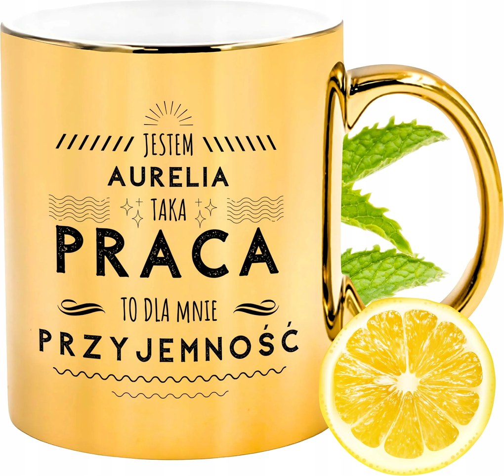 Prémium Arany Csillogó Bögre Auréliának Ajándék Nyomtatott Fotóval