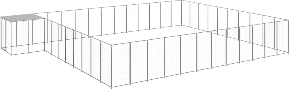 vidaXL ezüstszínű acél kutyakennel 37,51 m²