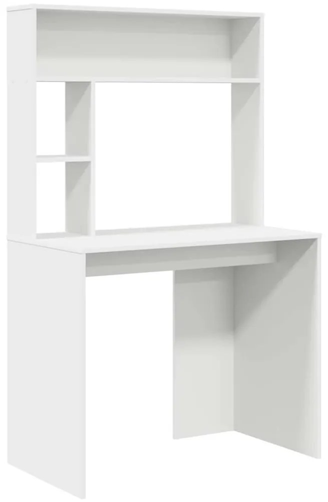 Asztal polcokkal tárolóval Fehér 91 x 50 x 149 cm Faanyag