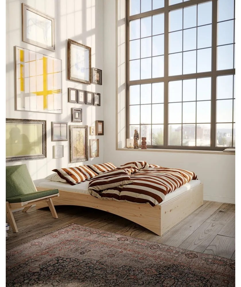 Natúr színű borovi fenyő franciaágy ágytámla nélkül 160x200 cm Orbit – Karup Design