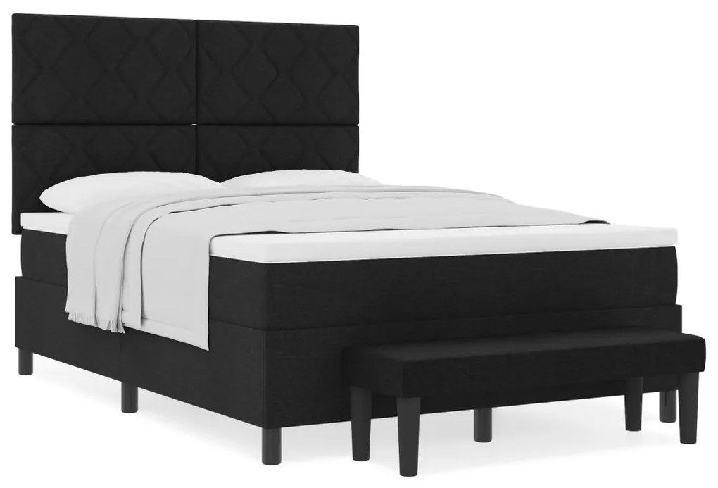 Boxspring ágy matraccal és padlóval Fekete 140x200 cm Szövet