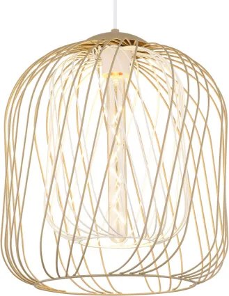 Globo 15965H1 Függesztett lámpa, matt homokszínű/matt fehér fém, fehér PVC kábel, állítható magasság, ø: 350 mm, M: 1500 mm, 1xE27 40 W 230 V izzó nélkül