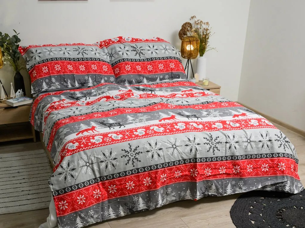 Flanel ágynemű SNOWY FOREST szürke Ágyneműhuzat mérete: 70 x 90 cm | 140 x 220 cm