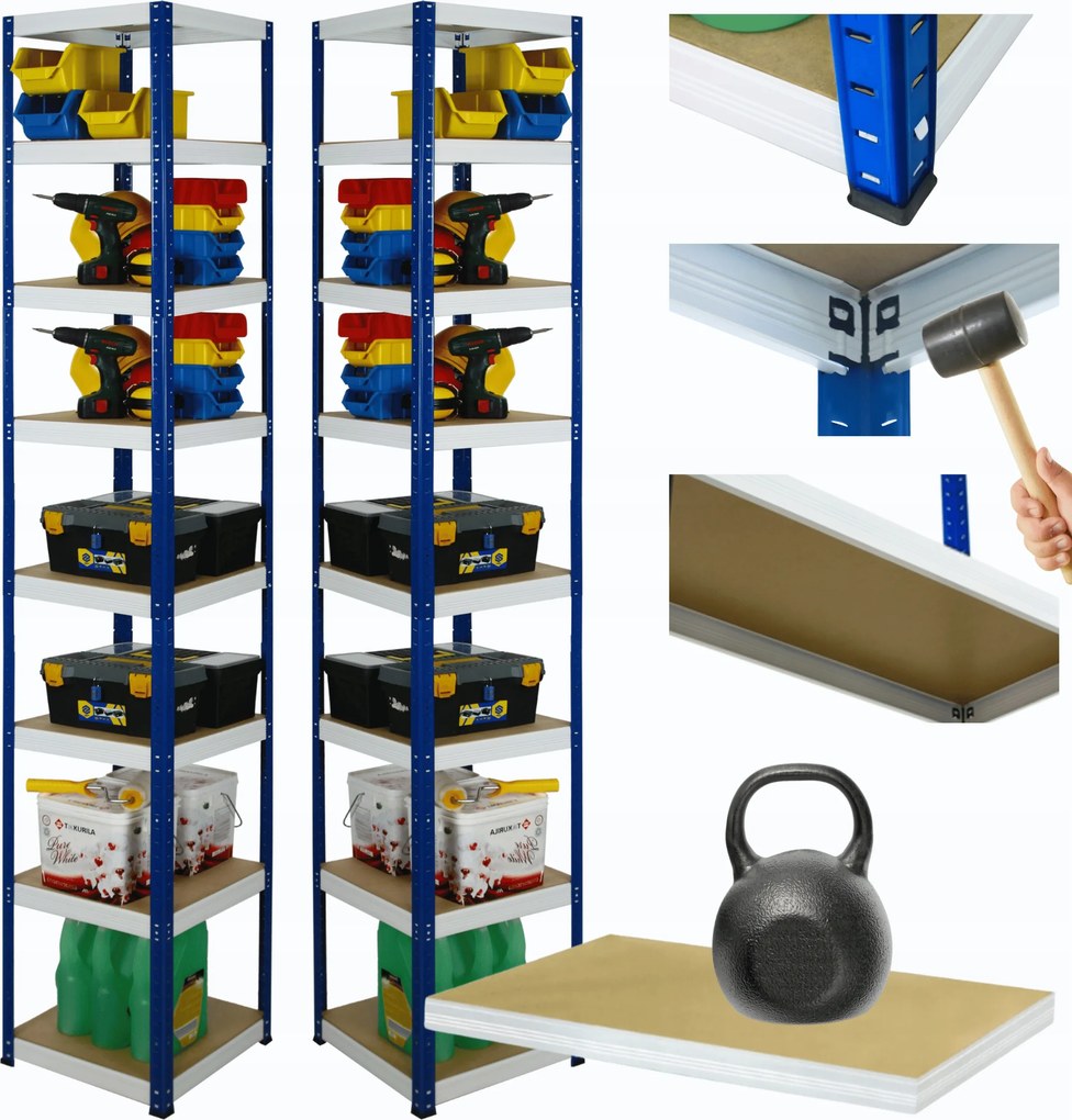Tárolószekrény fém állvány Helios 270x45x45cm 8Px175kg Tömör Magas