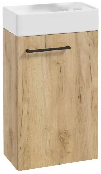 Erga Kim, fali WC szekrény 39x21x60 cm + kerámia mosogató 40 cm, Craft tölgy, ERG-207-D-04004+1406