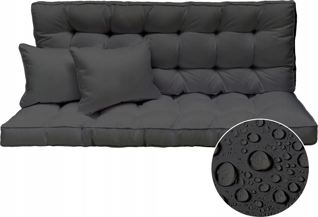 Hintapárna Kerti pad párna Vízálló grafit 180x50 cm