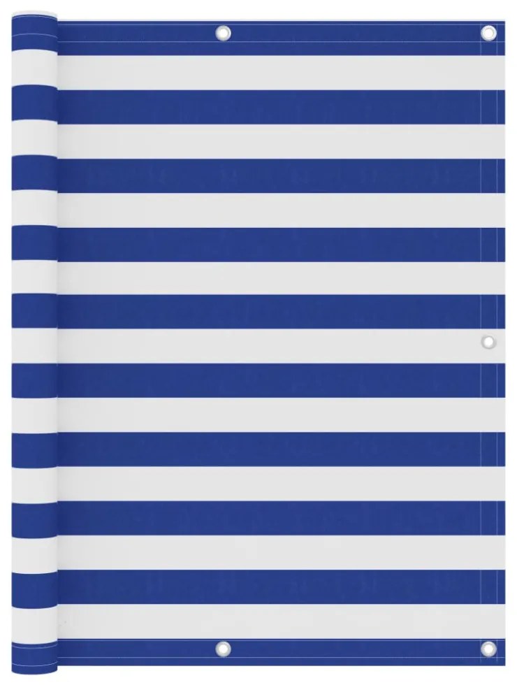 fehér és kék oxford-szövet erkélyparaván 120 x 400 cm