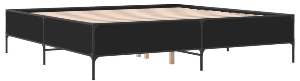 fekete szerelt fa és fém ágykeret 200 x 200 cm