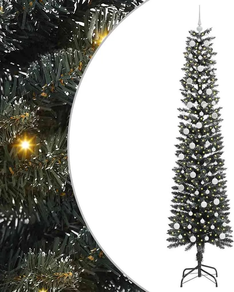 vidaXL Mű karácsonyfa 300 LED-del Zöld 240 cm PVC és Műanyag és Acél