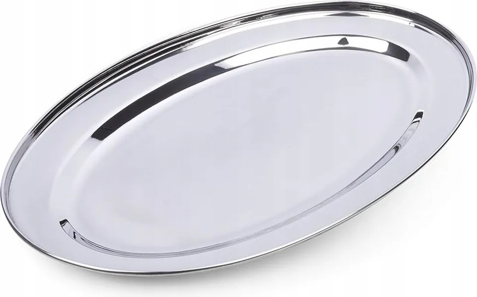 Tálaló Tálca Ovális Patera Tál Rozsdamentes Acél Ezüst Nagy