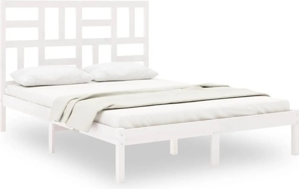 vidaXL King Size fehér tömör fa ágykeret 150 x 200 cm