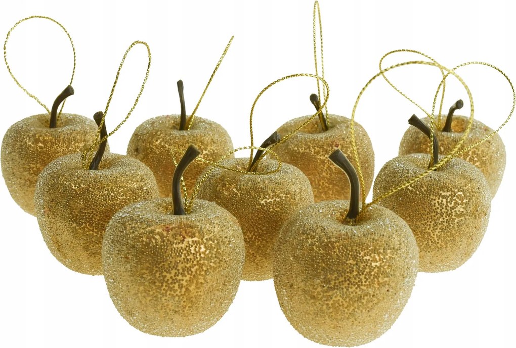 Bombák Alma Medálok Karácsonyfára Csillámos Alma Díszek 9db Arany