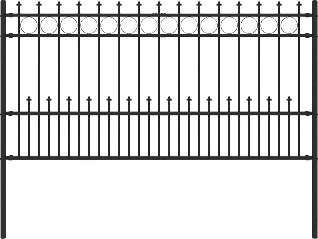 vidaXL Tüskés gyűrűs kerítés Fekete 200 x 150 cm Porszórt acél
