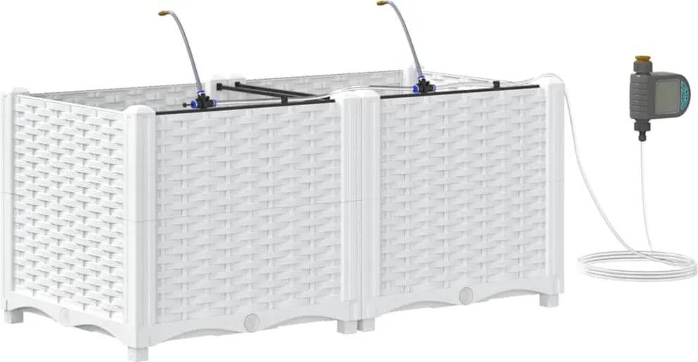 vidaXL Kerti cserép 2 pcs Fehér Acél