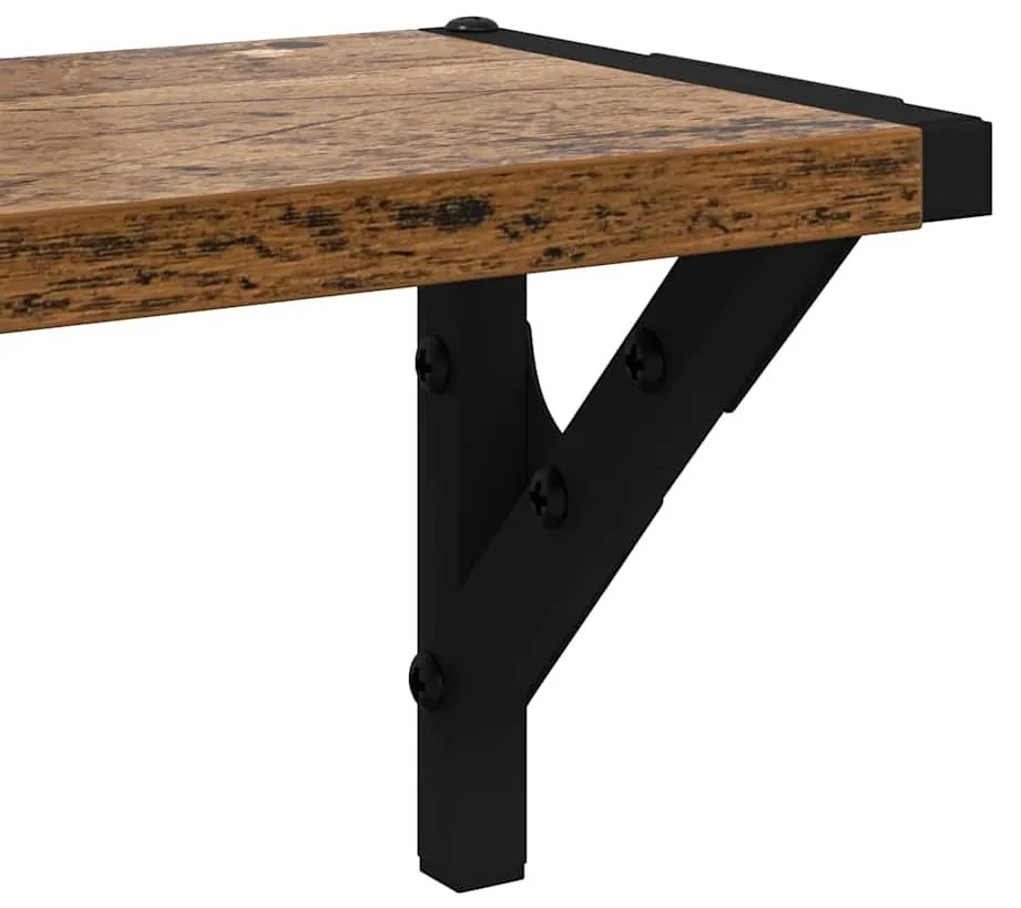 vidaXL Falpolcok polcokkal 2 pcs Öreg fa 80 x 15 x 15,5 cm Faanyag