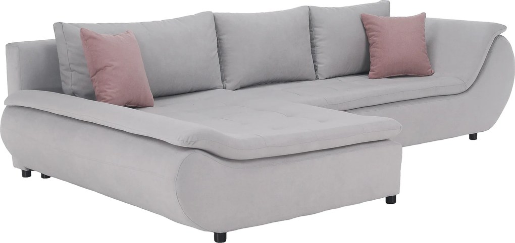 Ülőgarnitúra, világosszürke/púderrózsaszín, szövet, balos, BRATO