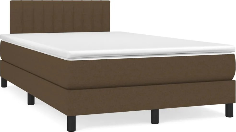 vidaXL sötétbarna szövet rugós ágy matraccal 120 x 200 cm
