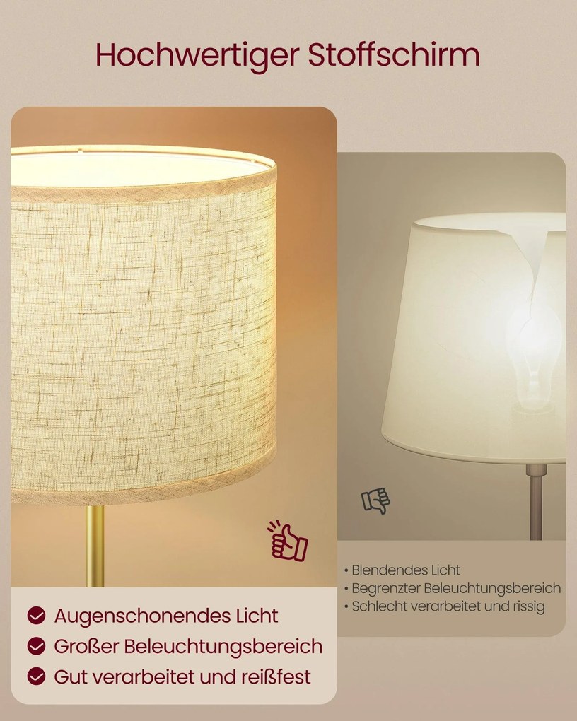 VASAGLE modern olvasólámpa lábkapcsolóval és LED izzóval, arany-fekete
