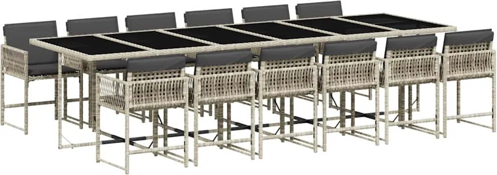 vidaXL 13 részes szürke polyrattan kerti étkezőgarnitúra párnákkal