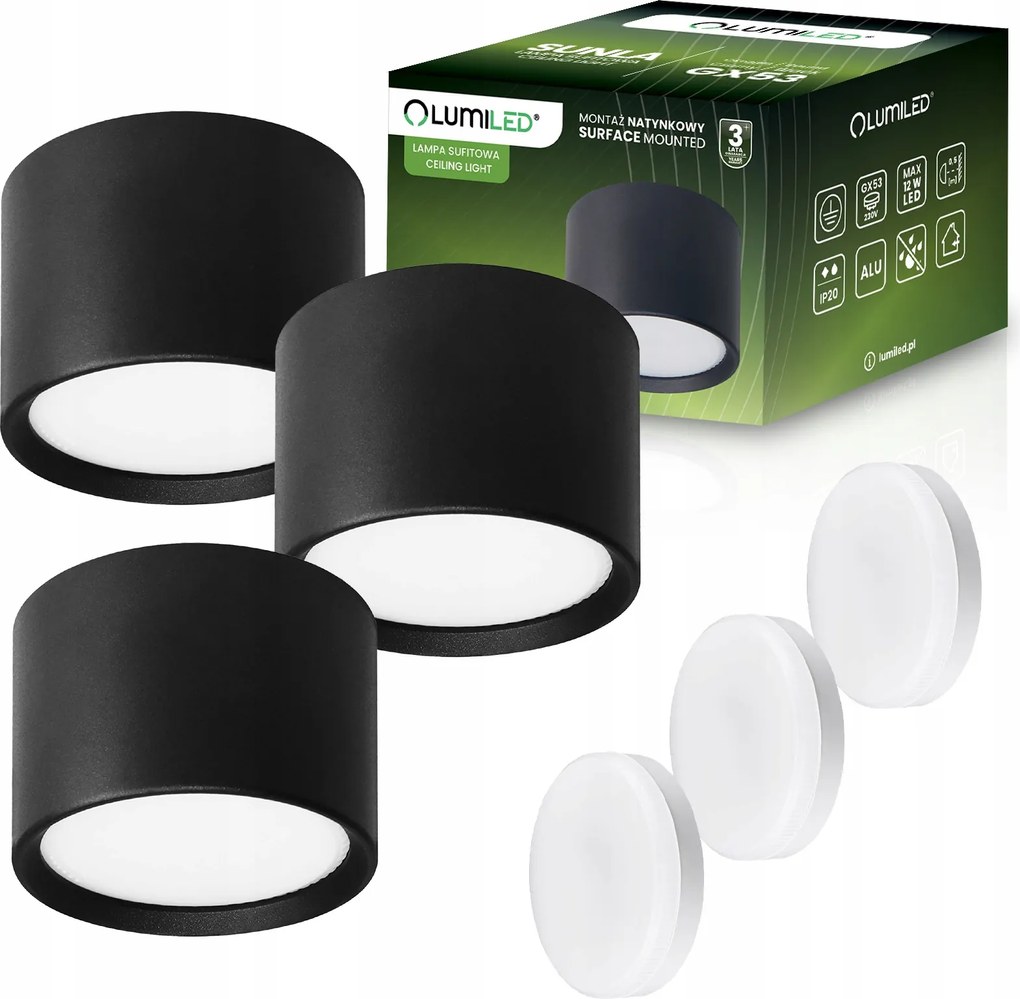 3x Halogén Lámpatest Falra szerelhető Spot Tuba Mennyezeti Led lámpa 8W GX53 4000K