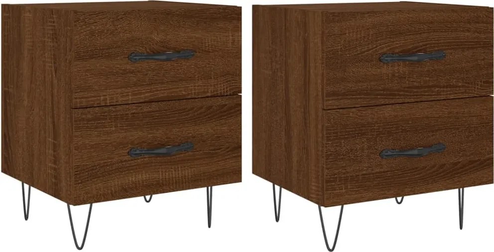 vidaXL 2 db barna tölgyszínű szerelt fa éjjeliszekrény 40x35x47,5 cm