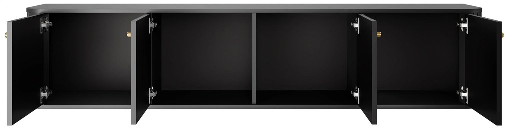 Vesper 4D fali TV szekrény 187 cm - fekete / arany fogantyúk