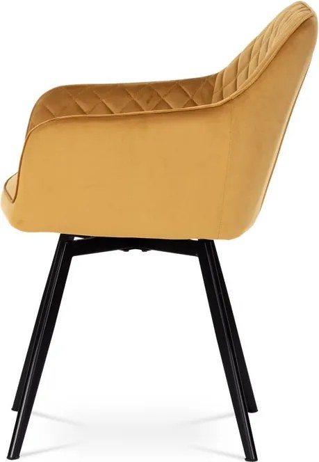 Elegáns Bársony Étkezőszék Sárga Színben Forgó Mechanizmussal. DCH-425 YEL4