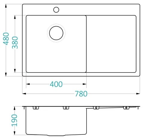 ALVEUS 1124384 - Mosogató QUARTO 78x48 cm szatén